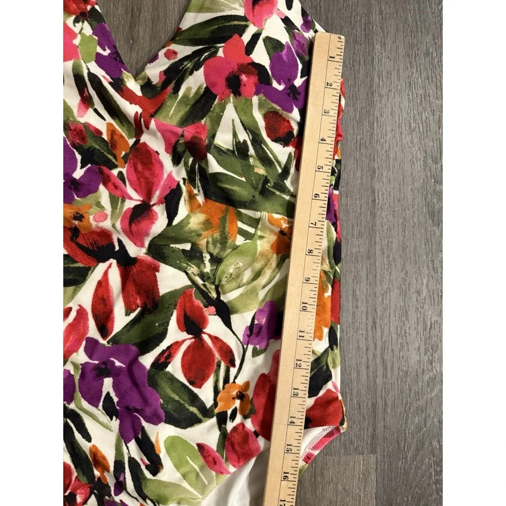Women's Medium Coverage One Piece Swimsuit L (12-14) Tropical Bathing Suit